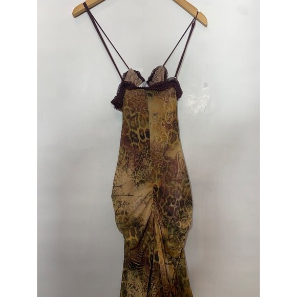 Jaded London Fatale Maxi Dress Open Neck Cut Out Sheer Floral Leopard Size 8 NWT - Picture 4 of 9